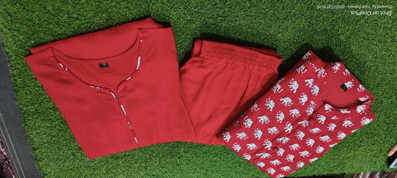 Heavy Cotton Kurti Pant Jacket Set